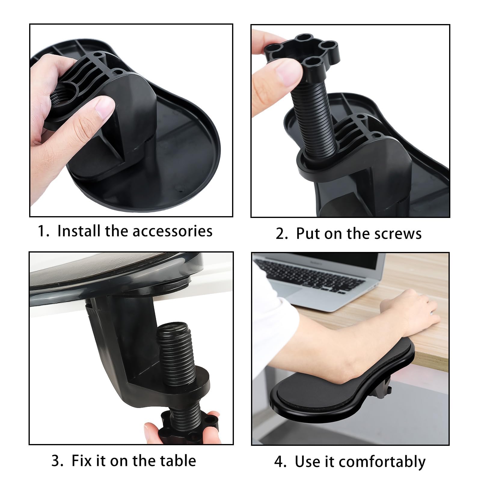 Bracciolo Pad Poggiapolso Braccio Regolabile Staffa di Supporto Ergonomico per Mouse 180°