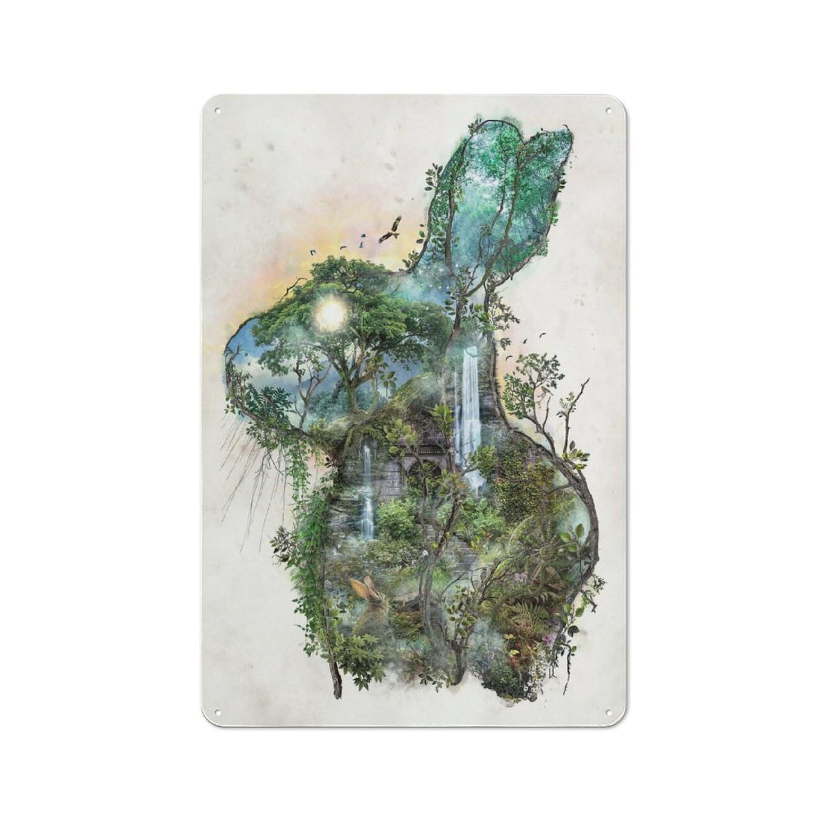 Wild Hare Rabbit Metal Wall Plaque, Easy to Hang Plaque for Garage, Shed, Workshop Or Hobby Room, 30x20cm