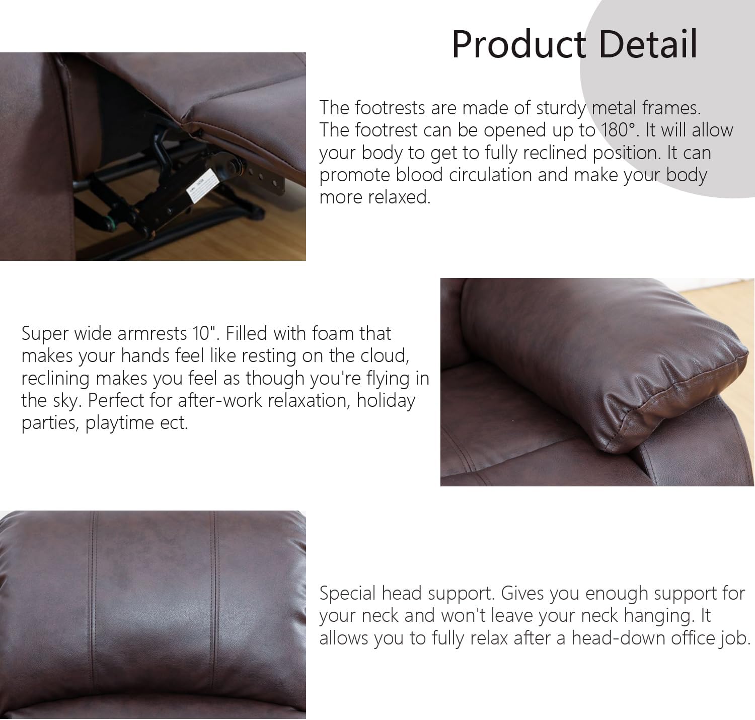Loveseat Recliner, Brown Faux Leather, Modern Reclining Loveseat, 82" x 37" x 40"