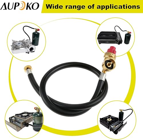 Miniatura 7 de Aupoko Manguera de repuesto para estufa de campamento de combustible dual, manguera portátil de repuesto para estufa de propano de 27.5 pulgadas,