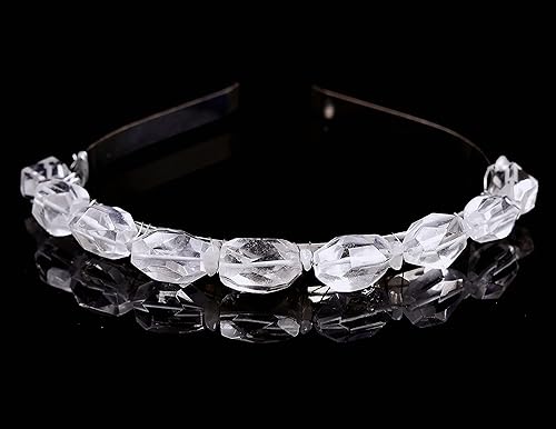 Miniatura 4 de CNYANFEI Diadema de cuarzo transparente, tiara de cristal natural, diadema de piedras preciosas facetadas para mujeres, accesorios de cabello de