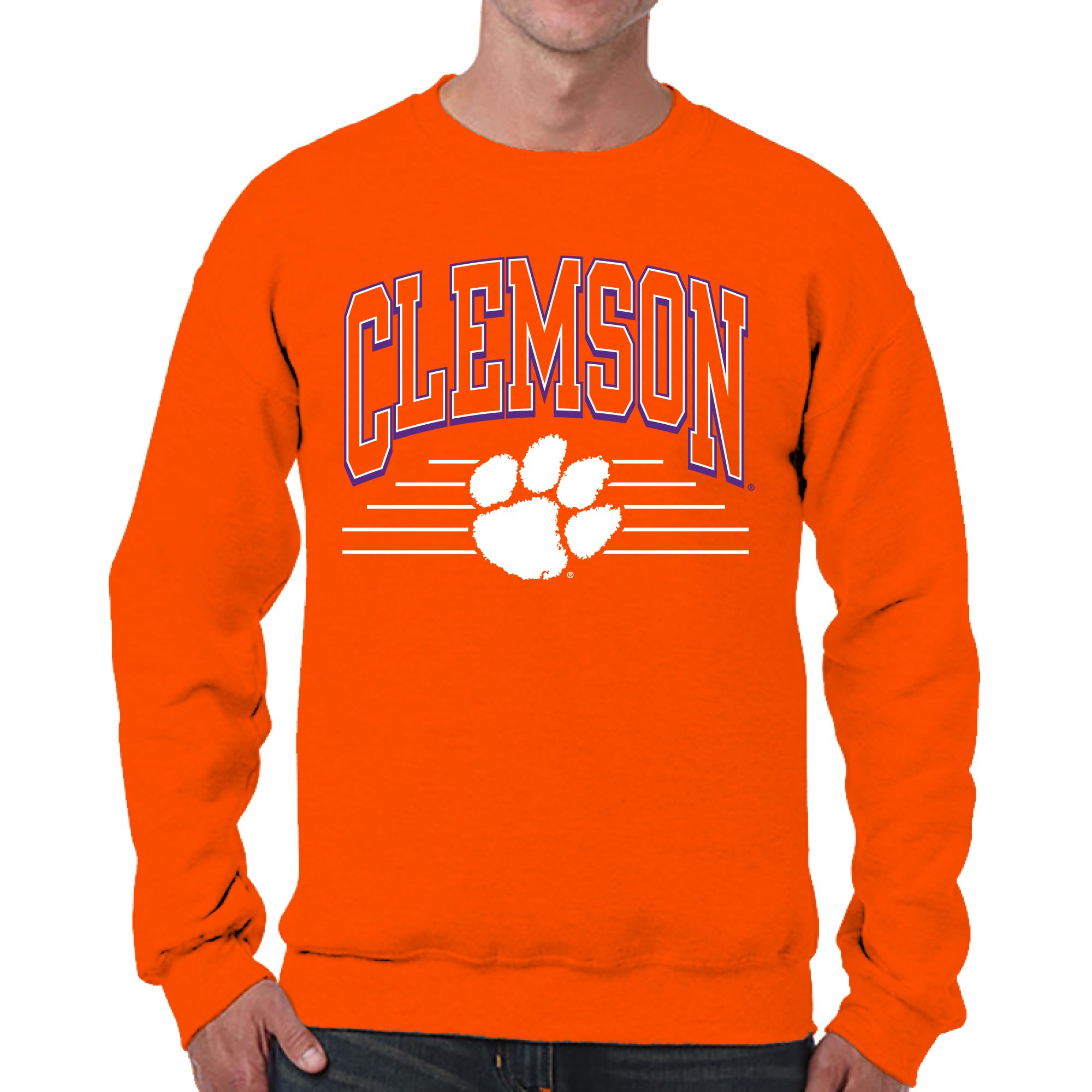 Campus Colors NCAA Adult Unisex Overtime Classics Crewneck Fleece Sweatshirt, Cozy Cotton Poly Blend, Timeless Design, Orange, S โ image 1