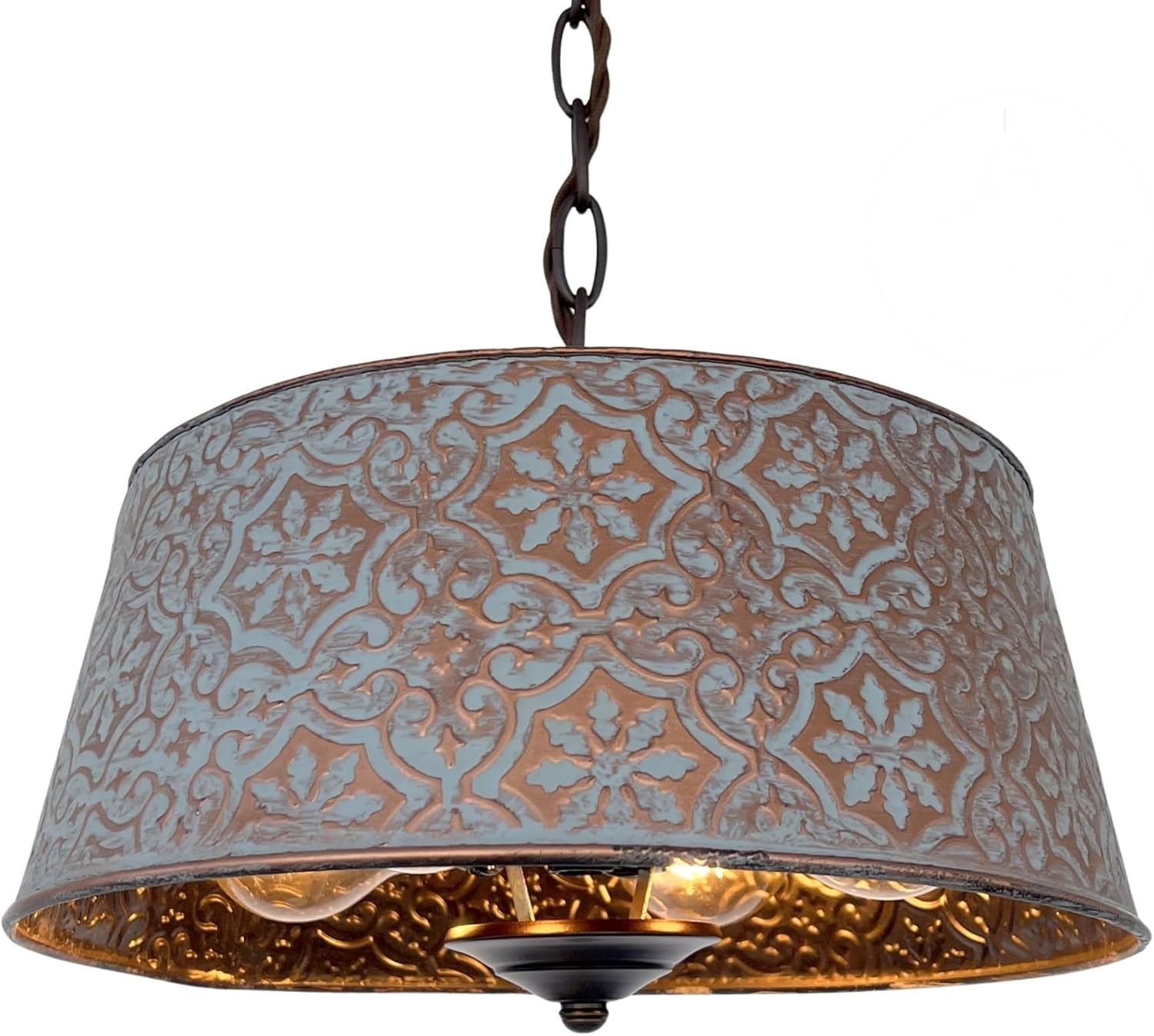 thelampgoods Ornate Copper Farmhouse 12" Wide Chandelier Light Dining Room Lighting Fixture Flush Mount Metal Kitchen Bathroom Cabin Cottage Lodge Office Rental