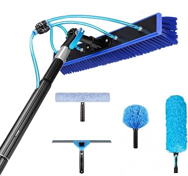 26FT Window Cleaning Brush Kit, 4-26ft Adjustable Water Fed Pole Kit