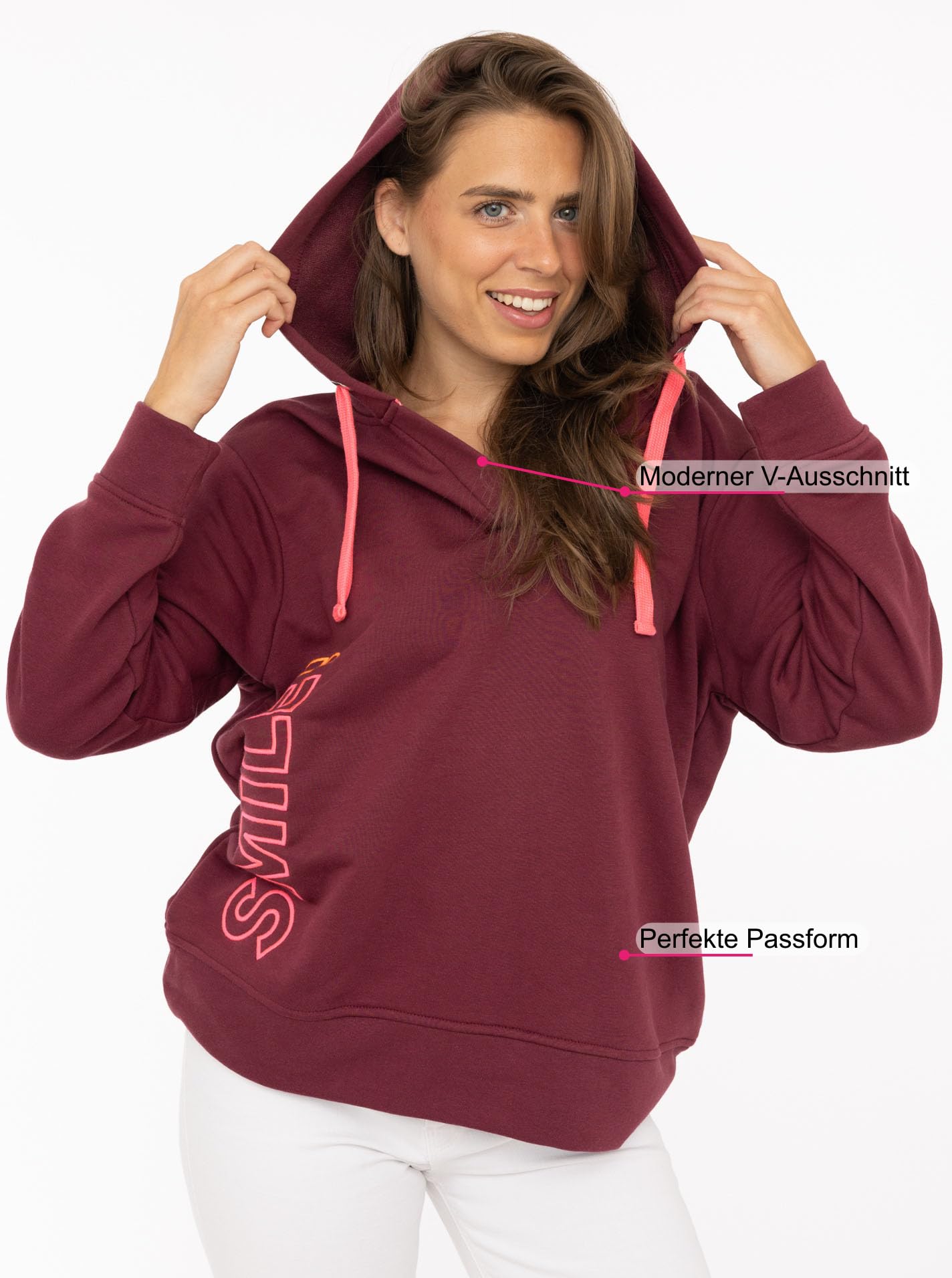 Zwillingsherz Damen Hoodie mit Kapuze – Kuscheliger Oversize Kapuzenpullover – Weicher Sweatshirt Pullover für Frauen Aufdruck – Stylischer Look für Frühling, Herbst & Winter – Loungewear V-Neck Neon