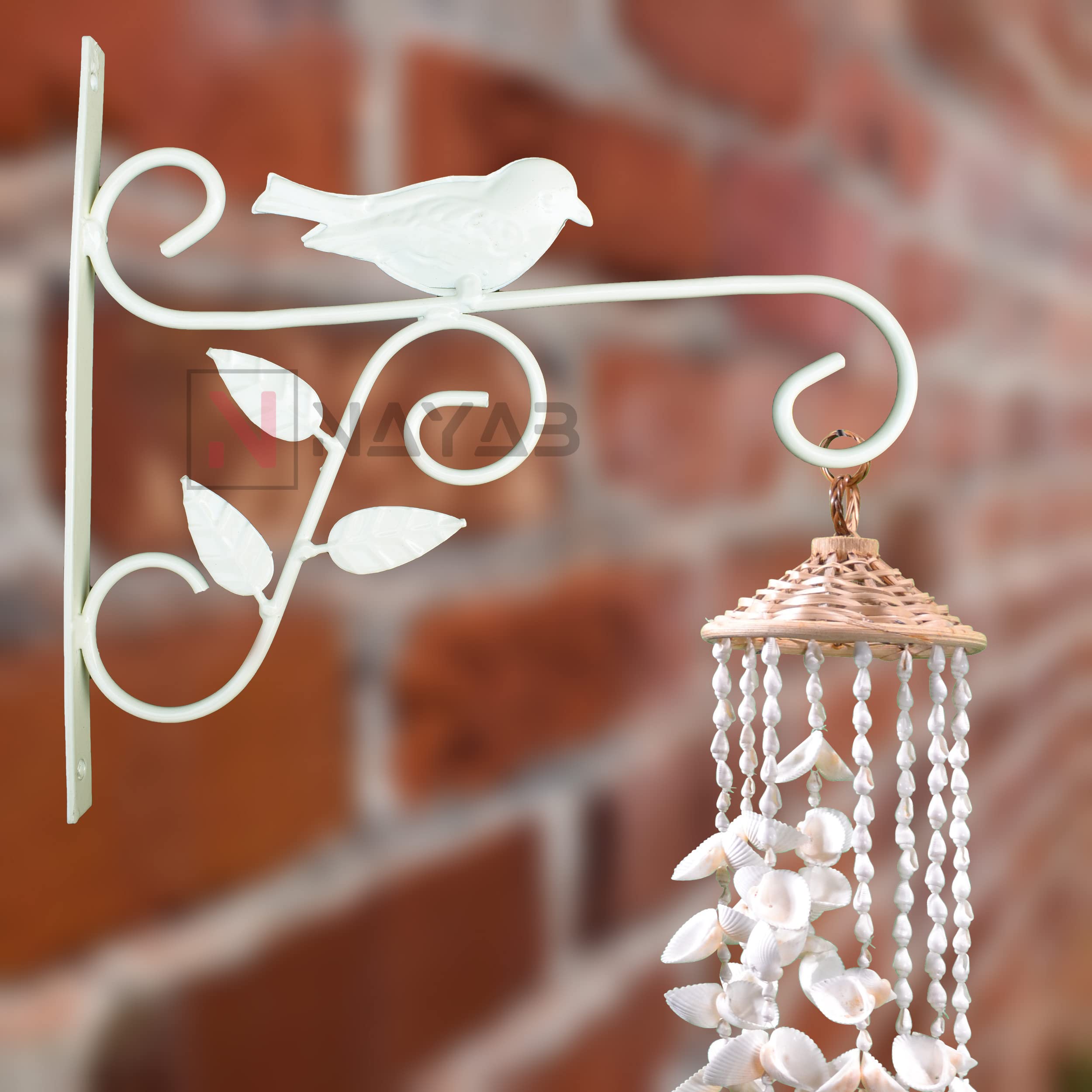 NAYAB Outdoor Decor Wall Brackets Iron L-Angle Heavy Duty Flower Pot Plant Hanging Stand Holder for Home Indoor Garden Balcony Bird Feeder Wind Chime Lanterns (Bird - Ivory) (B09JLXCK2V) Amazon Price History, Amazon Price Tracker