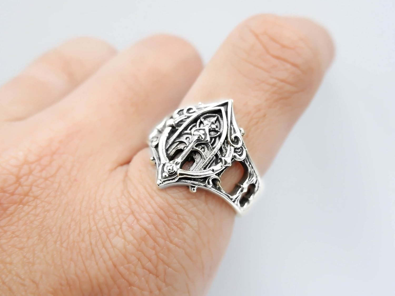 Cathedral Gothic Ring Architectural Design Jewelry for Men and Women 925 Sterling Silver R-782