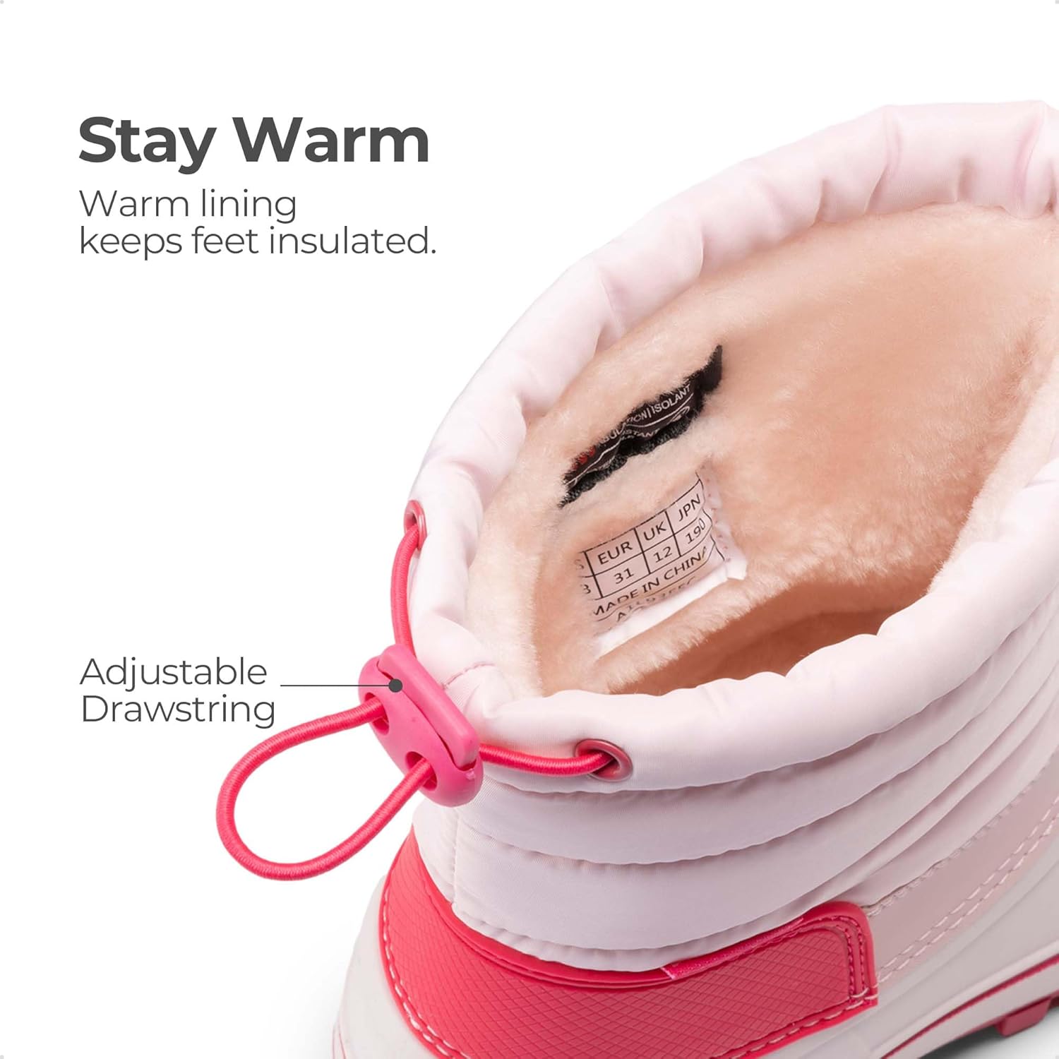 DREAM PAIRS Boys Girls Snow Boots Water-Resistant Outdoor Warm Cozy Anti-Slip Mid Calf Faux Fur Lining Winter Shoes for Toddler/Little/Big Kids