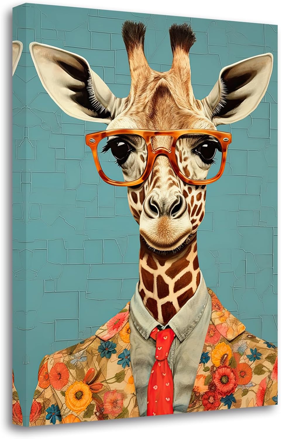 LZIMU Giraffe Canvas Wall Art Cute Giraffe Wearing Glasses Poster Prints Colorful Wild Animal Paintings for Kids Room Nursery Decor Framed(Picture-3, (12.00" x 18.00"))