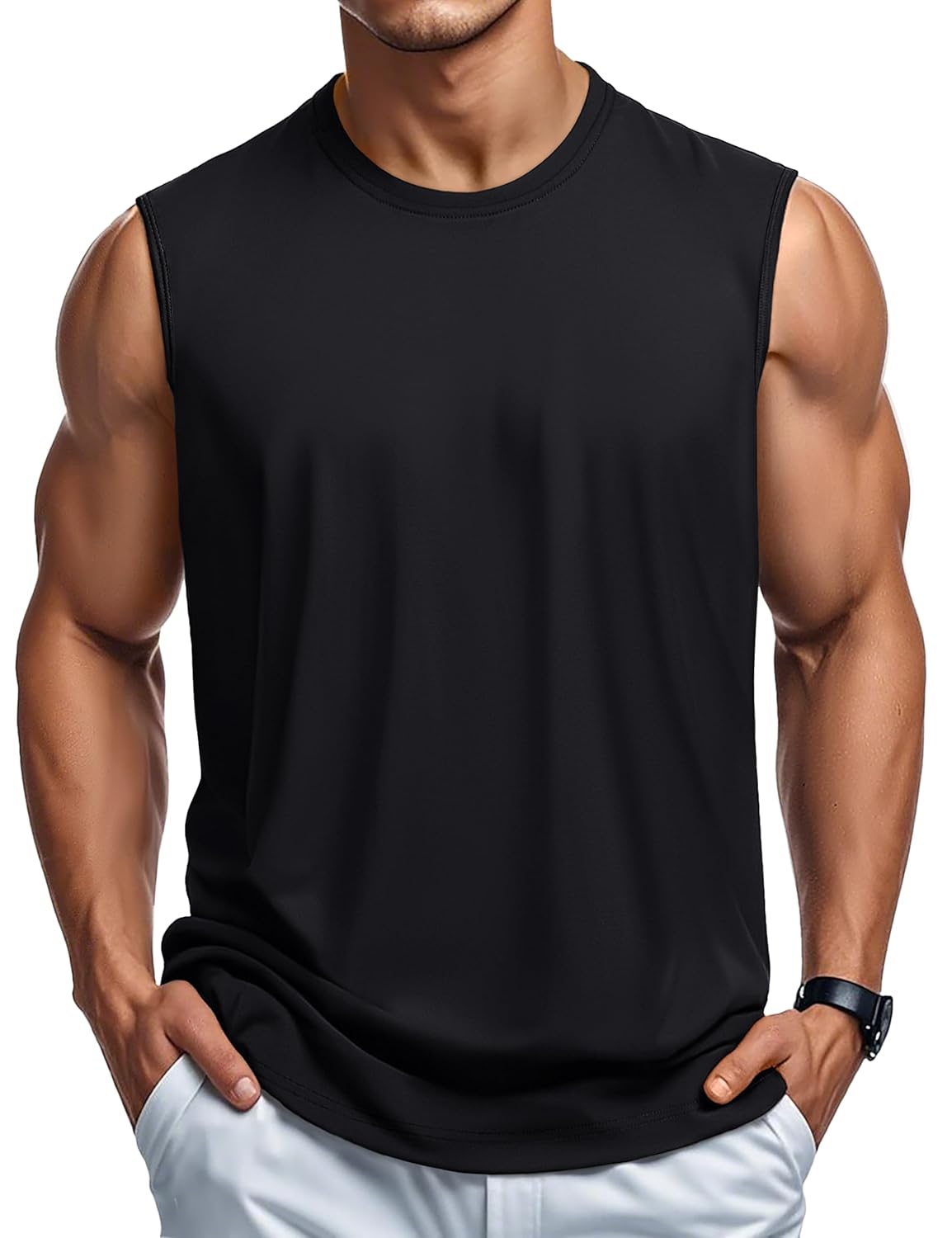 MAGCOMSEN Mens Tank Top Cotton Muscle Workout Gym Shirts Moisture Wicking Lightweight Summer Casual Sleeveless Shirts