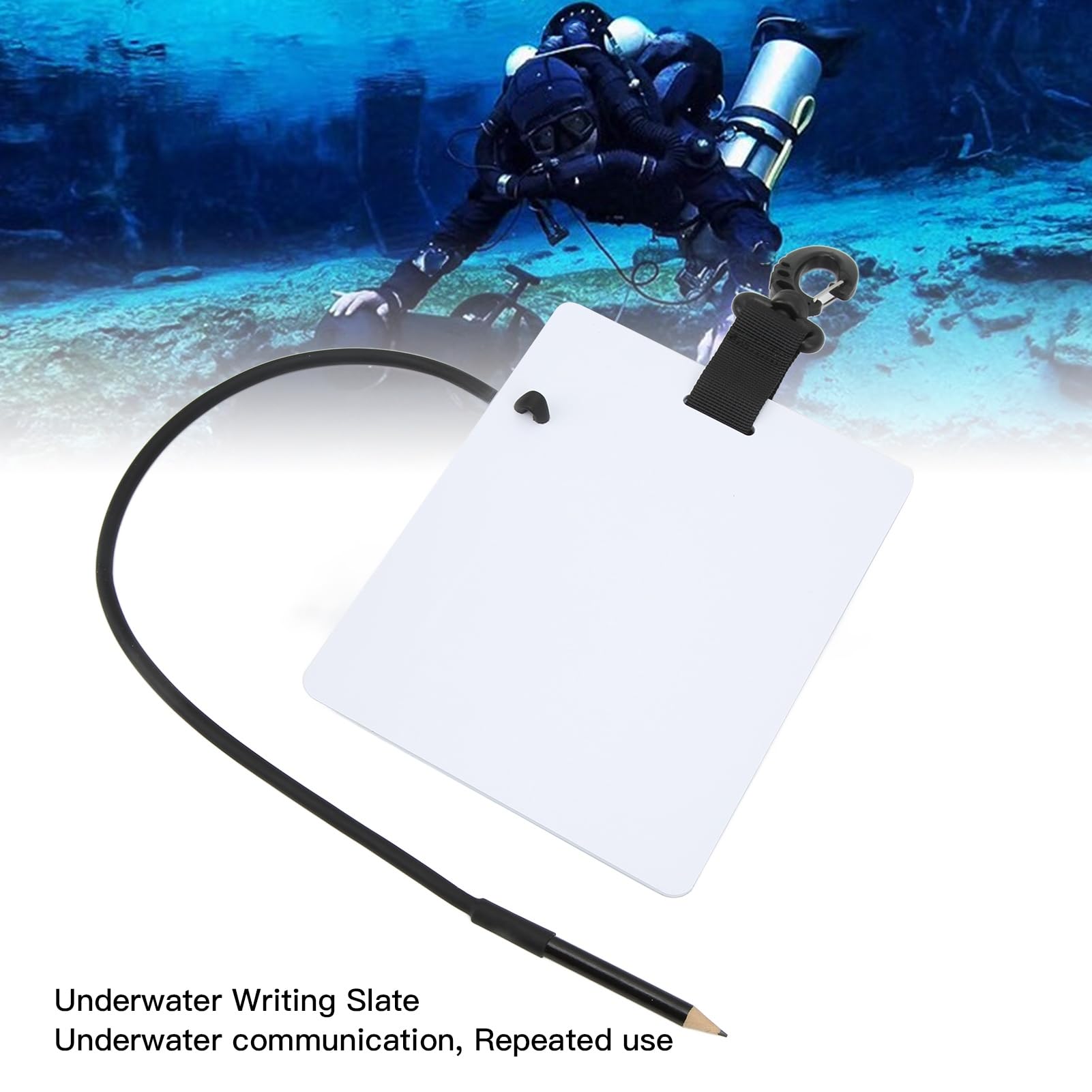 Diving Writing Board, Underwater Dive Slate with Pencil, Durable Writing Surface Wrist Writing Dive Slate for Scuba Diving Communication