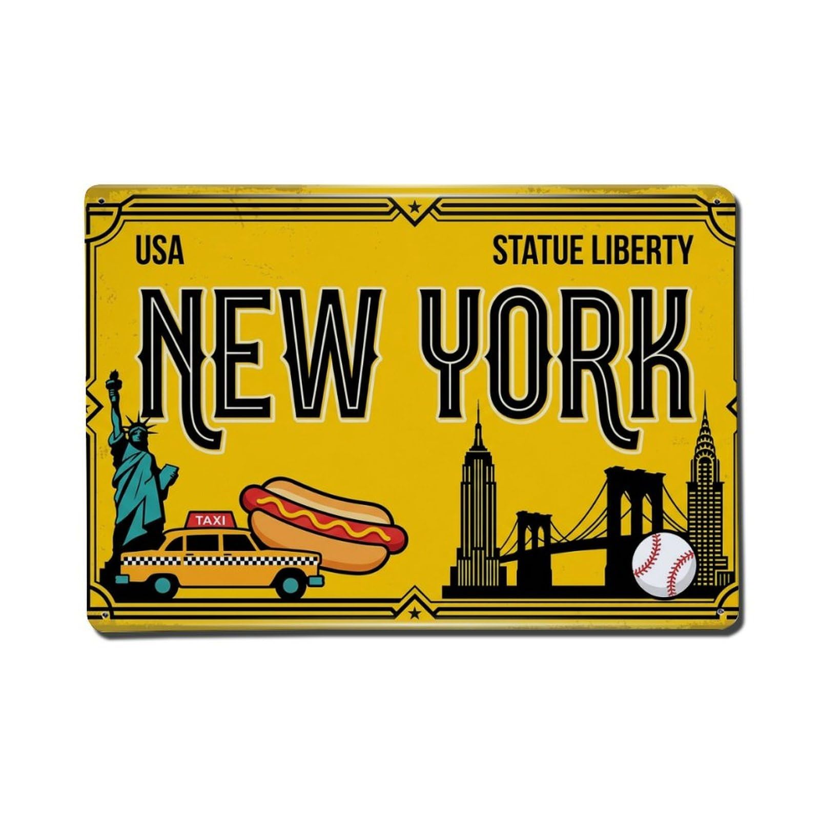 Cxhjca 8X12inch(20X30cm) New York Usa Statue Liberty Taxi Metal Tin Sign