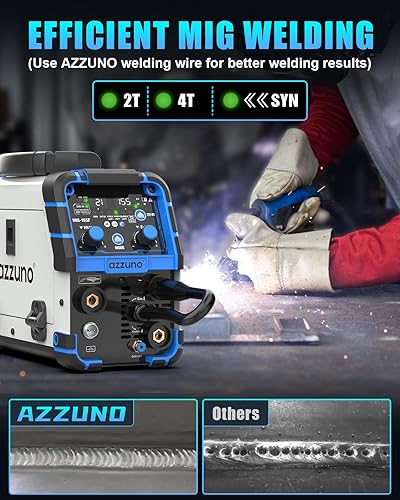Miniatura 33 de AZZUNO Soldador MIG 110V/220V, 200A 8 en 1 Máquina de soldadura de núcleo de flujo MIG/Gas MIG/MAG/Aluminio MIG/Spot MIG/Spot MIG/Lift TIG/Stick