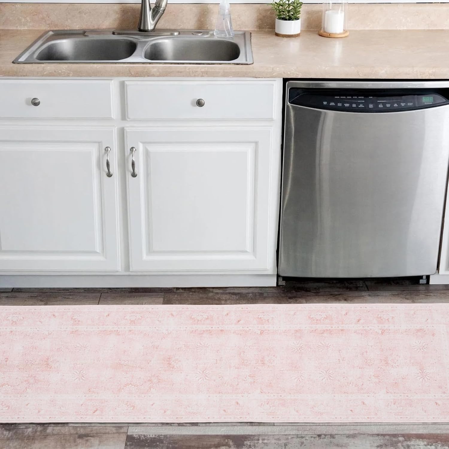 LIMON HOME Pink Boho Runner Rugs for Hallway Kitchen Bathroom Washbale Non Slip Entryway Runner Mat Side Bedroom Floor Laundry Room Rug Runners,2x6,24 x 72 Inch