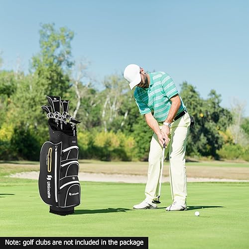 Miniatura 8 de Tangkula Bolsa de carrito de golf con divisores superiores de 15 vías, bolsa ligera para palos de golf con pozo de putter individual y 7 bolsillos,