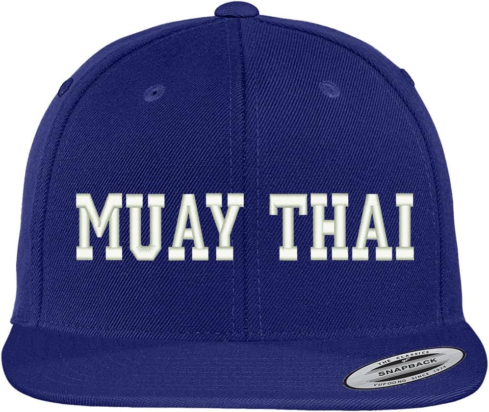 Trendy Apparel Shop Muay Thai Embroidered Flat Bill Adjustable Snapback Cap