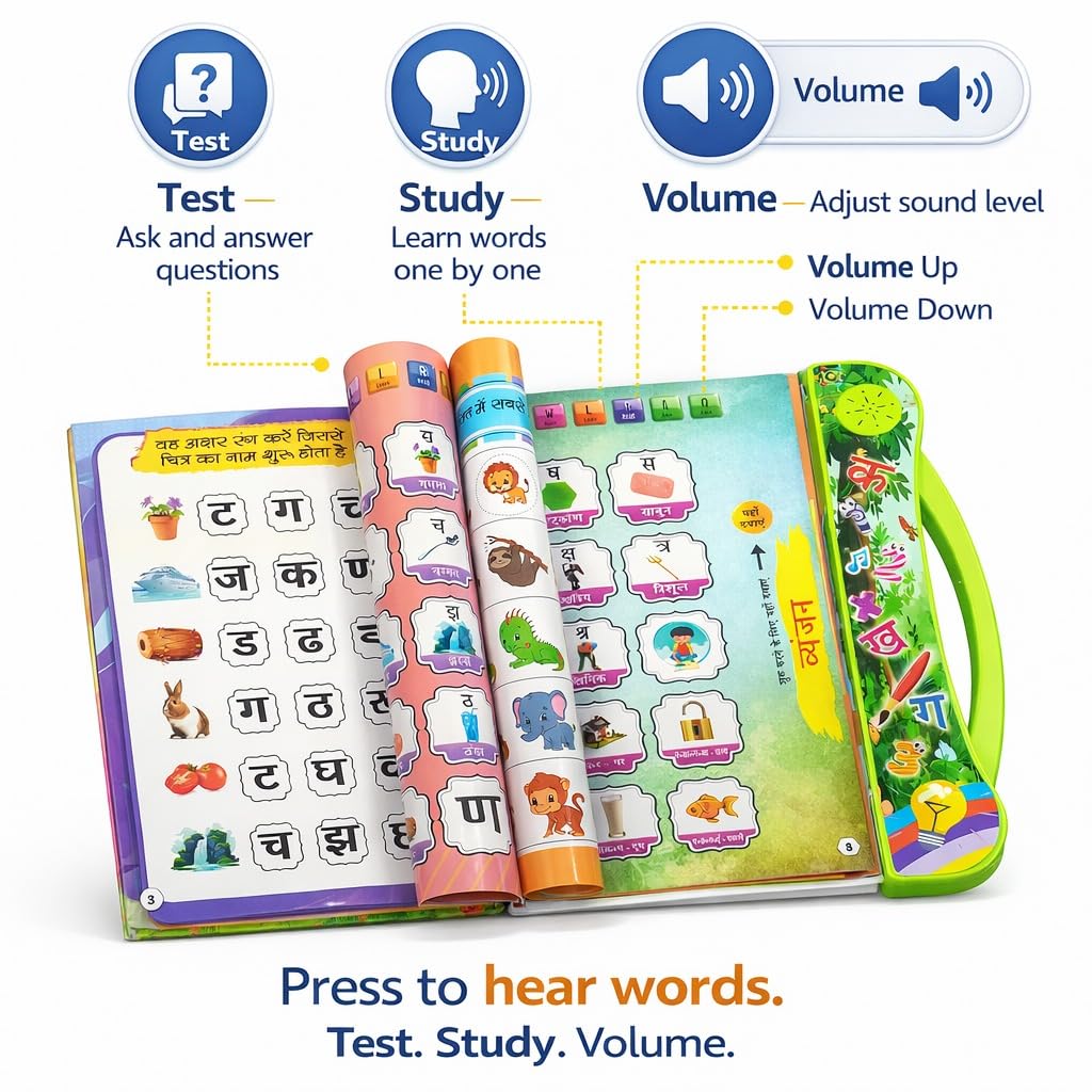 Braintastic Novelty Interactive Hindi Learning Sound Book with Pen | Talking Book for Kids | Early Learning Educational Toy (Age 2+ Years) (Ebook Hindi) 1