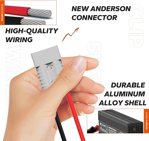 Miniatura 6 de LiTime LiFePO4 Cargador de batería 12V 20A, 14.6V LiFePO4 Cargador de baterías AC-DC para baterías recargables de ciclo profundo LiFePO4 de litio