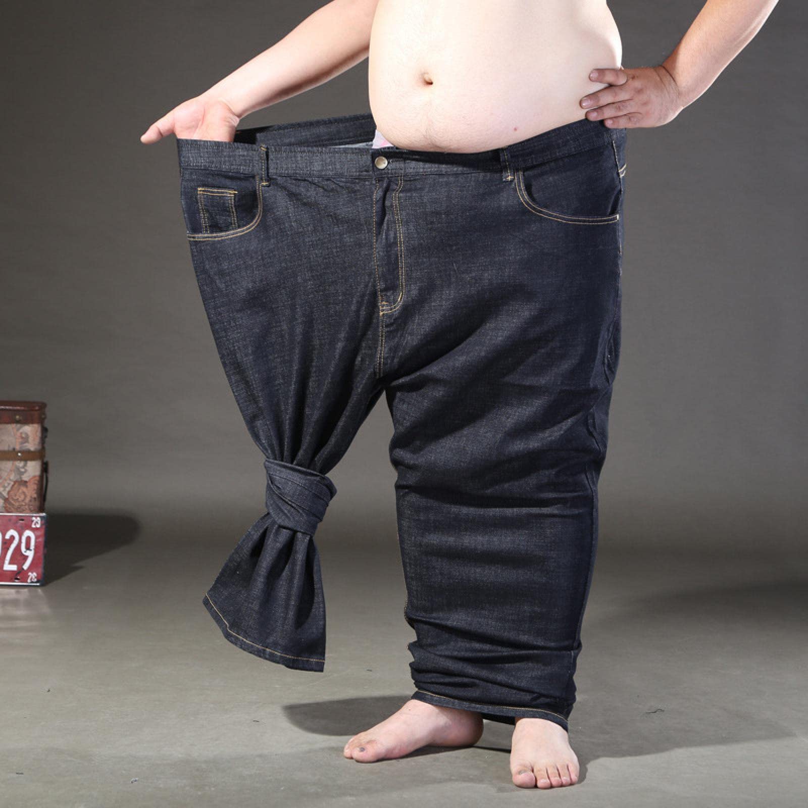 Jeans Herren Jeanshosen Hose Freizeithose Plus Größe 12Xl Frühling Winter Jeans Herren Hosen Hosen Oversize Jeans Elastizität Gerade Baumwollhose Große Jeansgröße 68 70 Locker