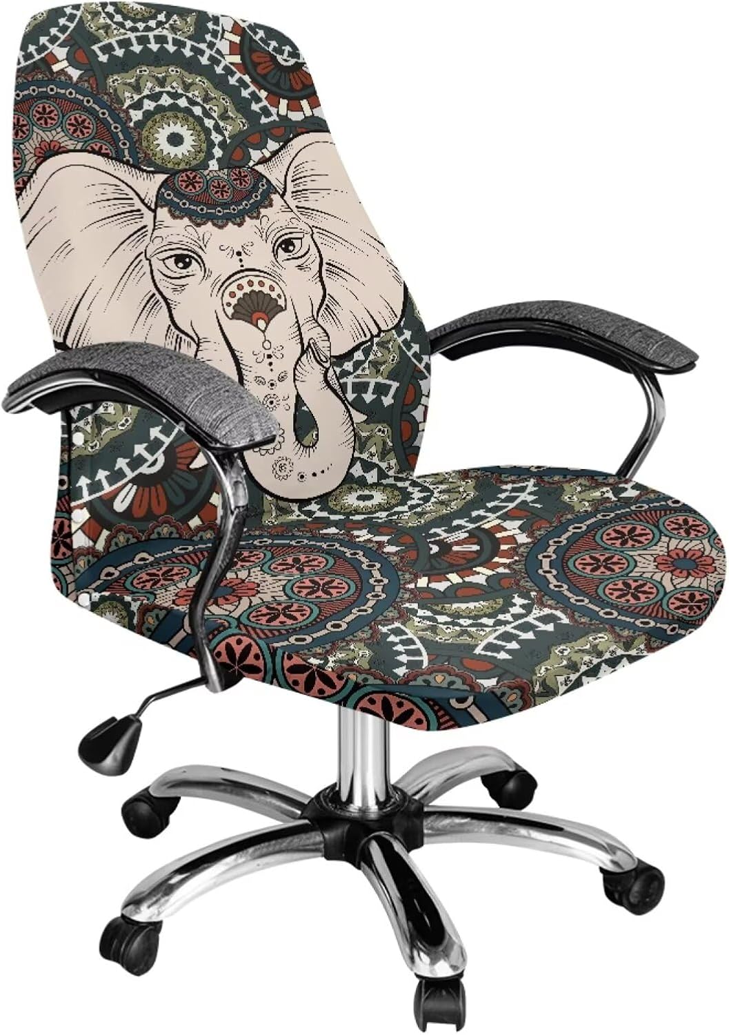 Palm Tree Sunset Print Office Chair Cover, Thick High Back Chair Slipcover with Elastic Bottom Desk Chair Seat Protector for Swivel Executive Office Chair-L
