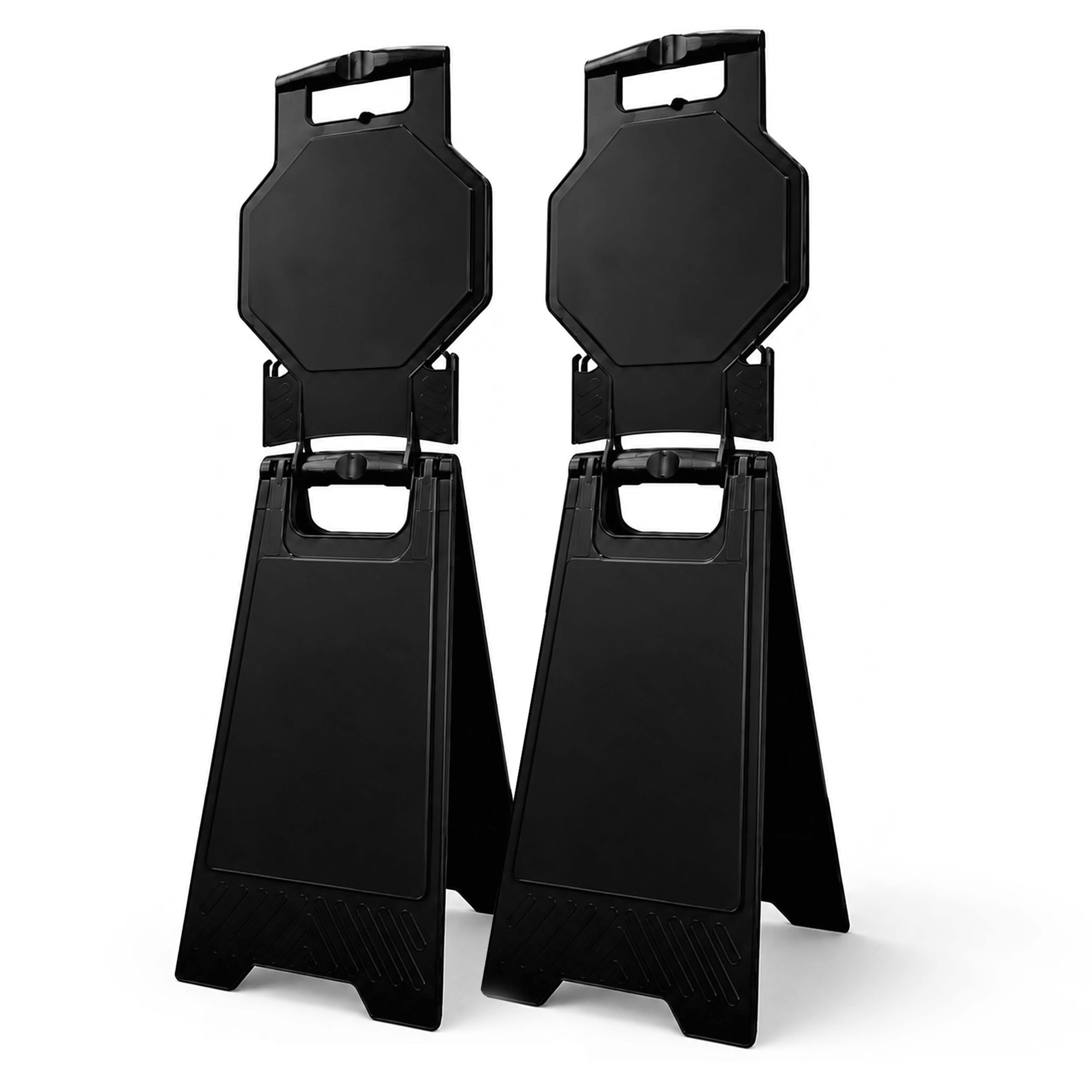 Blank Warning Floor Sign | 100CM Black Caution Warning Board | Customizable Double-Sided Floor Sign | Freestanding Foldable Safety Sign for Commercial Use, Restaurants, Hotels, Offices - Set of 2