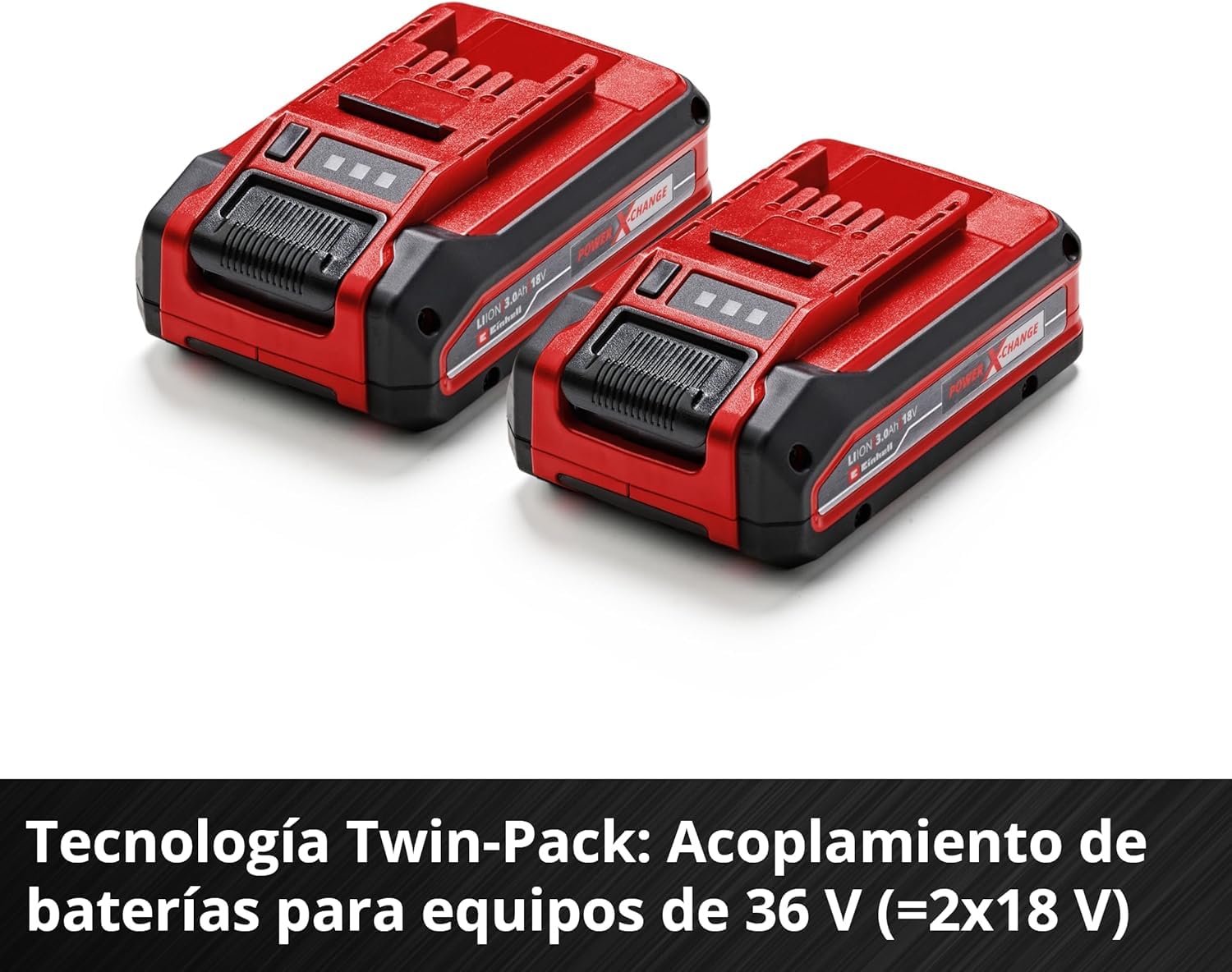 Original Einhell Batería 3 Ah Power X-Change Plus (18 V, Iones Li, de Uso Universal para Todos los aparatos Power X-Change, Control de Nivel de Carga, Twin-Pack, Incl. 2 baterías 3 Ah, sin Cargador)
