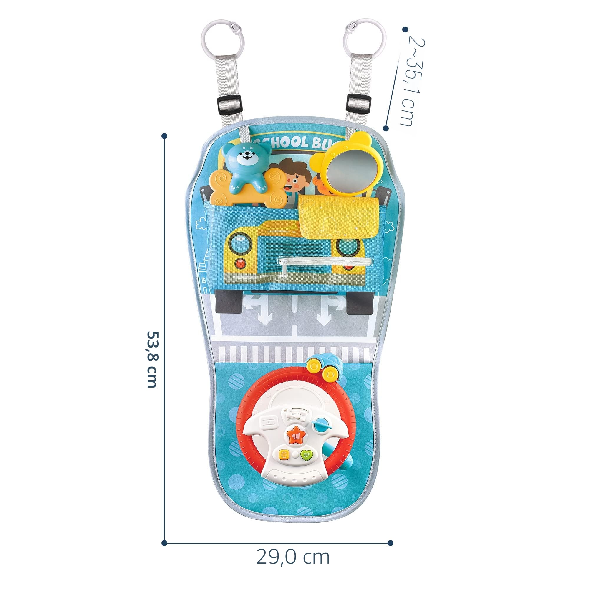 caterbee Giocattoli per Auto per Bambini con Centro del Volante per Giocare e calciare (Volante), 6-36 Mesi