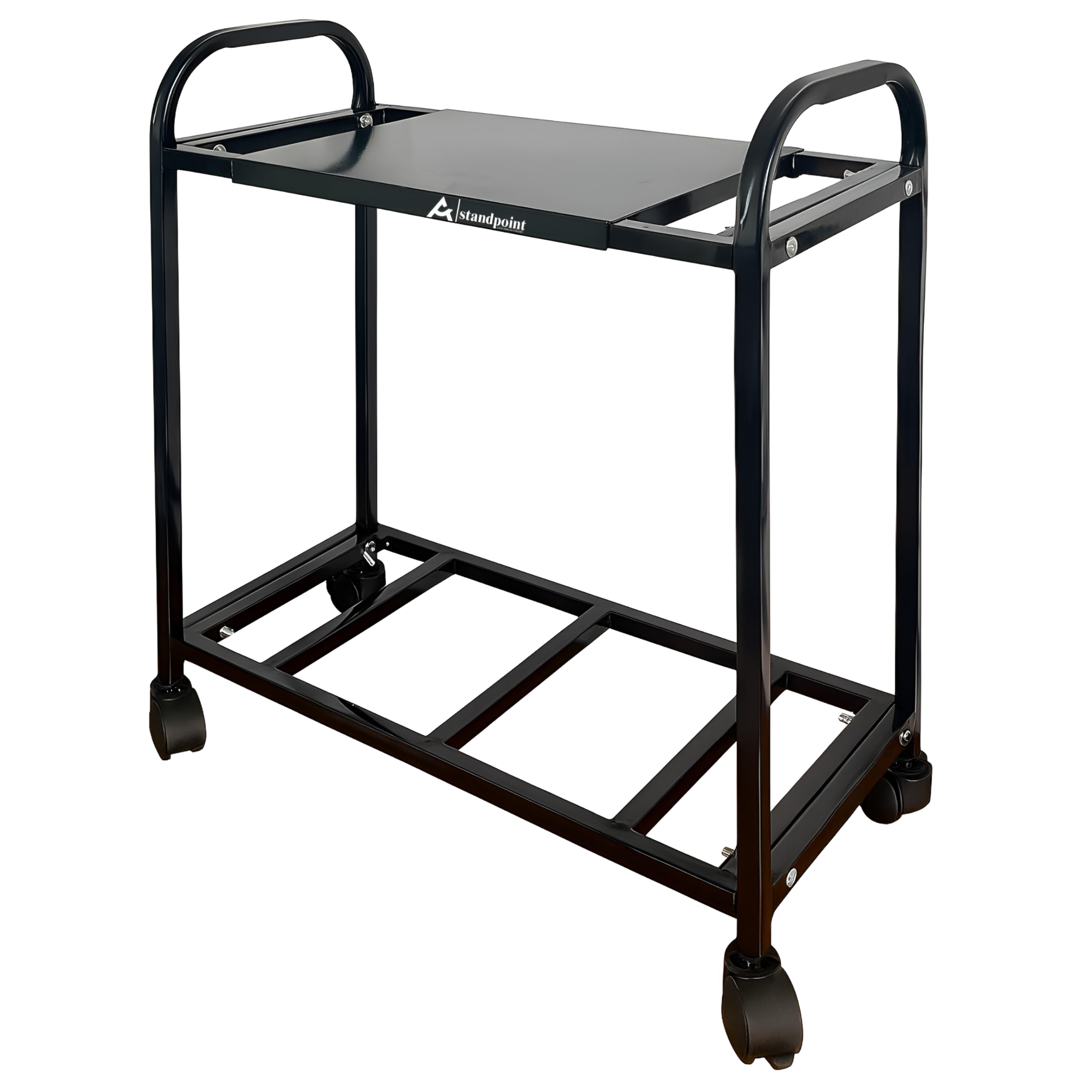StandPoint | Super Heavy Iron Inverter Trolley for Single Battery |Inverter Stand/Trolley for Home & Office, Lockable Wheels for Safe & Easy Movement | DIY Metal Stand | Upto 100kg Load | All Black