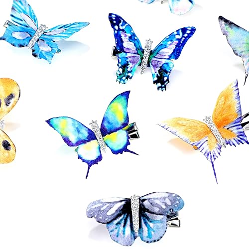 Miniatura 5 de 18 pinzas con diseño de mariposa, con brillantina, pasadores, pinzas de clip para adolescentes y mujeres, accesorios de pelo (estilo encantador)