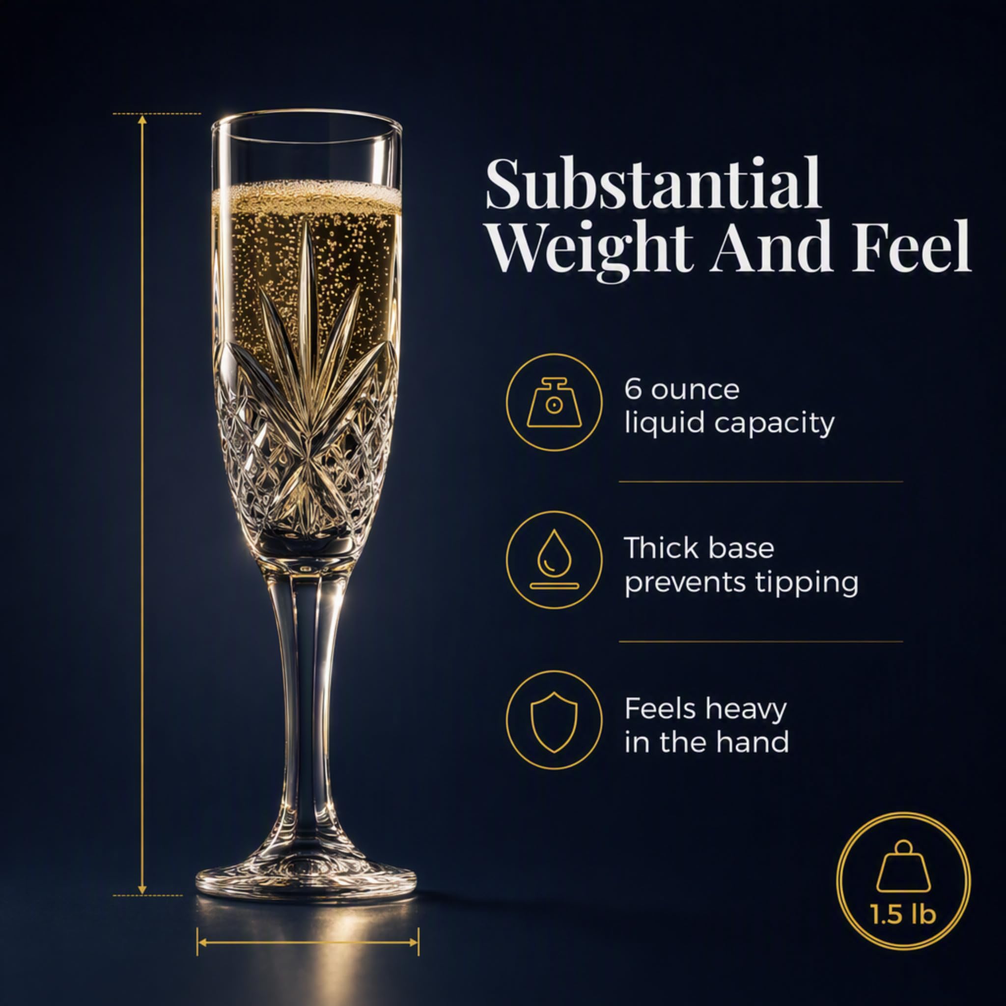Godinger Dublin Crystal Champagne Flutes - Set of 4 -5
