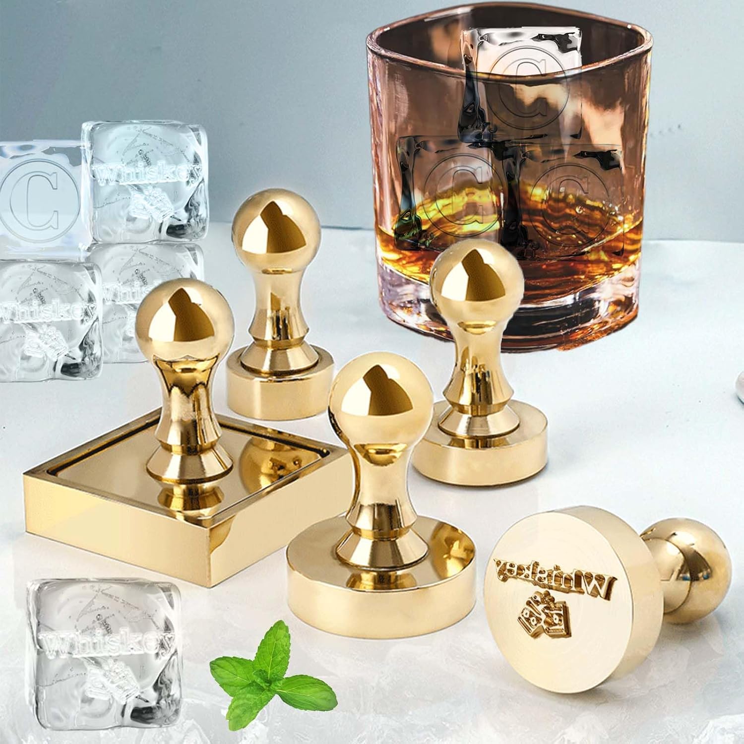 Custom Ice Cube Stamp - Personalize Your Own Design Brass Ice Stamp, Ice Branding Stamp With Handle For Hand Ice Engraving DIY, Fancy Drink Monogram Ice