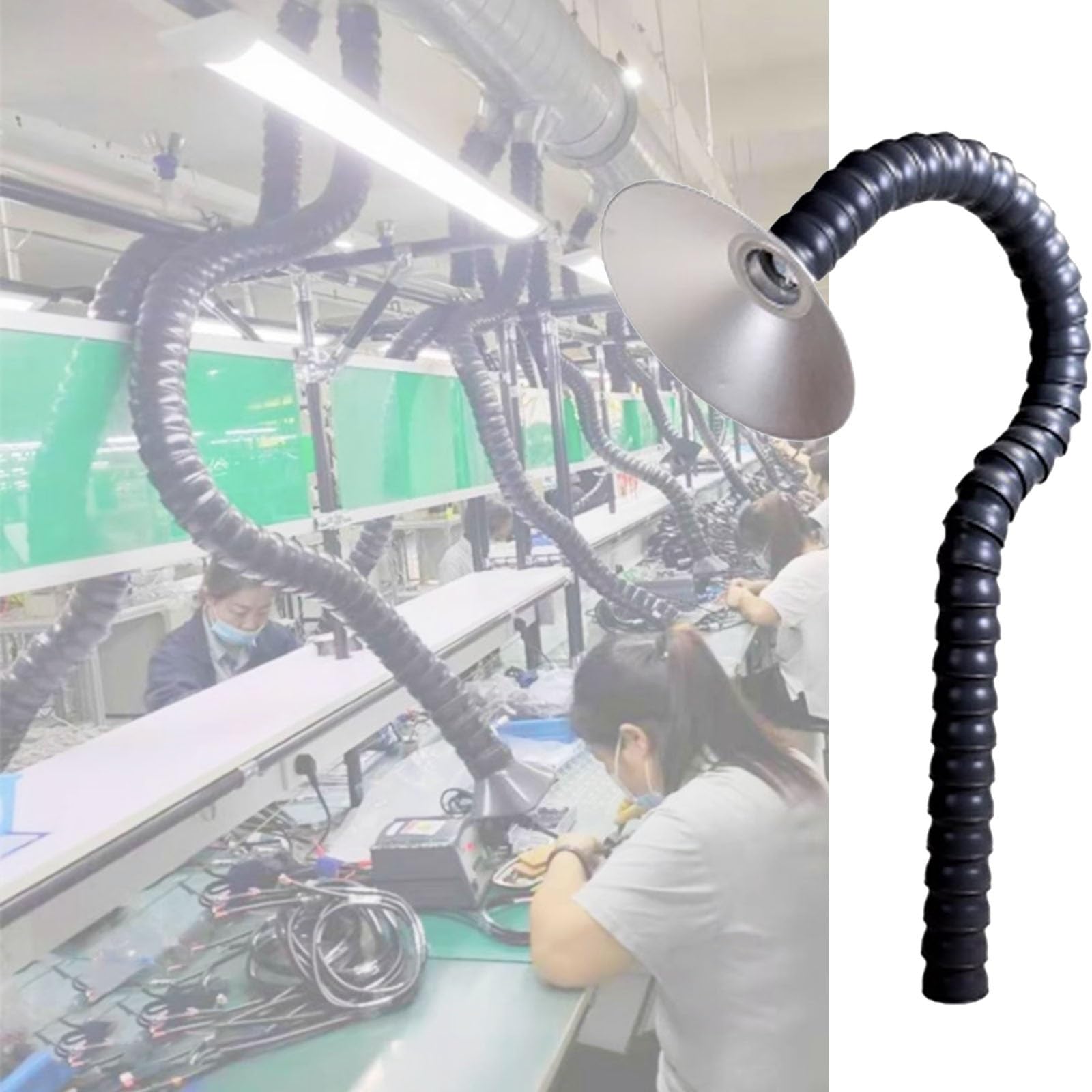 Brazo de extracción de Humos, Manguera Flexible de extracción de Humos con Cubierta de Acero Inoxidable, Brazo colector de conductos de 1 Metro para la eliminación de Humo, Polvo y Gases en