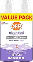 OFF! Clean Feel 20% Picaridin Bug Spray Aerosol - DEET-Free Fragrance-Free Mosquito Tick Fly Repellent 5oz Pack of 2