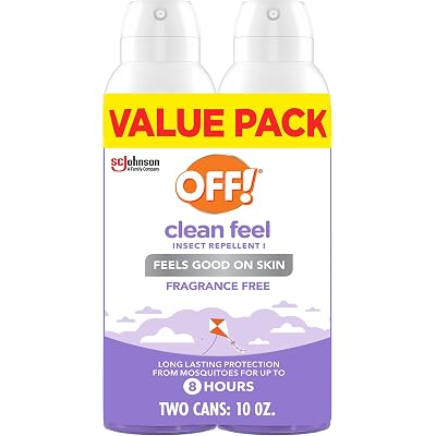 OFF! Clean Feel Insect Repellent Aerosol with 20% Picaridin - Long-Lasting DEET-Free Protection from Mosquitoes, Fragrance-Free Pest Control For Ticks & Flies, Camping, Bug Spray - 5 oz (Pack of 2)