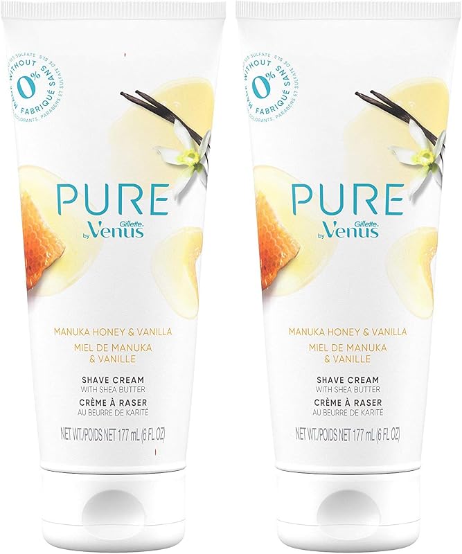Pure by Gillette Venus Crema de afeitar Miel de Manuka y vainilla, 6 oz (paquete de 2)