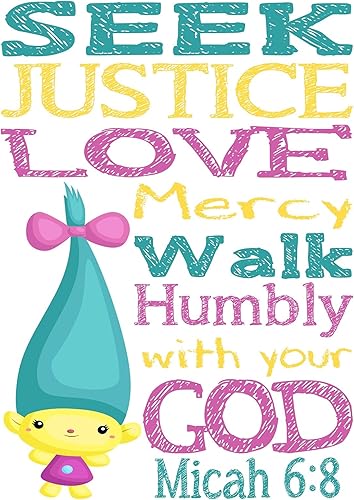 Miniatura 5 de Trolls Christian Nursery Decor Set of 4 Unframed Prints - Poppy, Dj Suki, Cooper and Smidge with Bible Verses