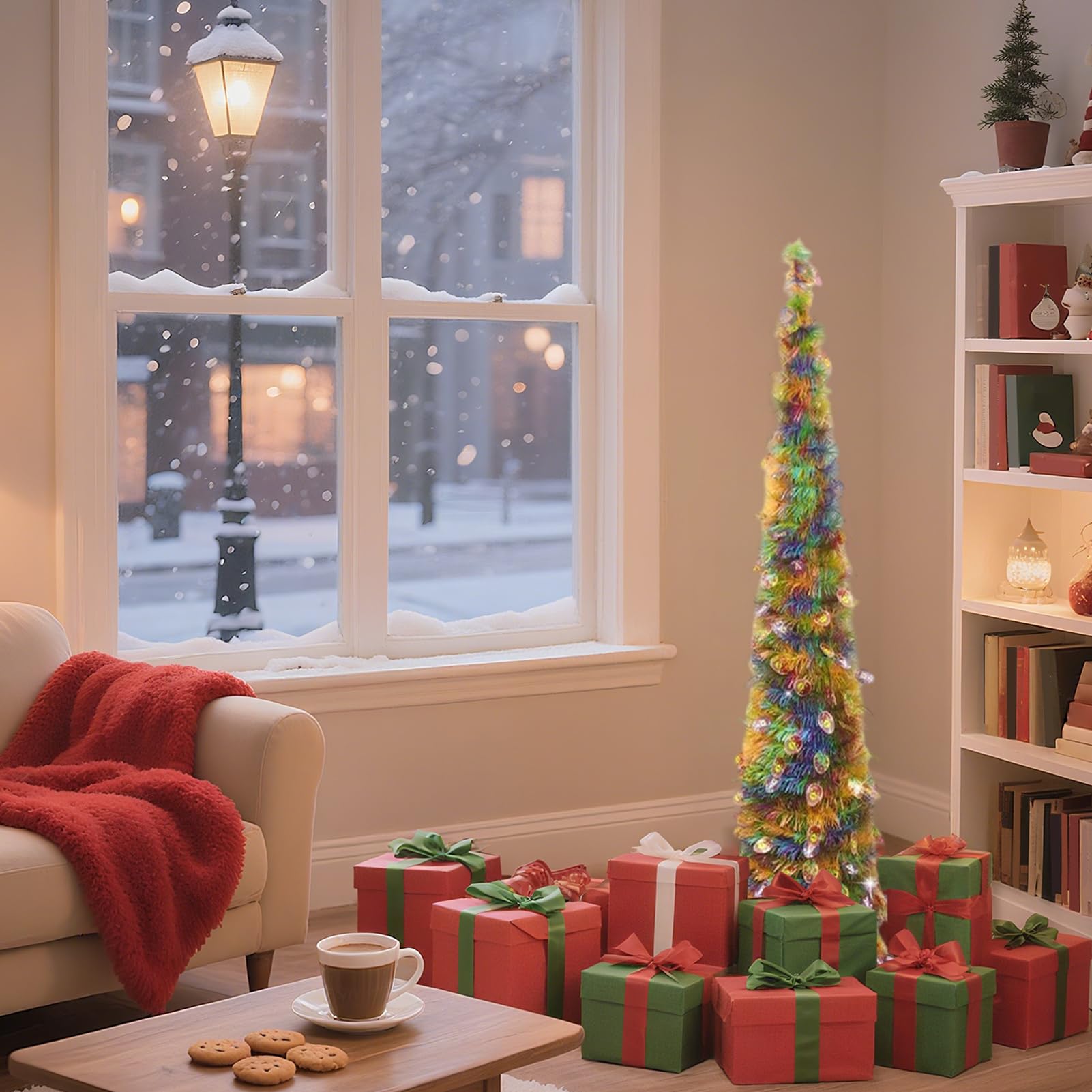 Sapins de Noël artificiels avec lumières Scintillantes 1,5 m Décoration