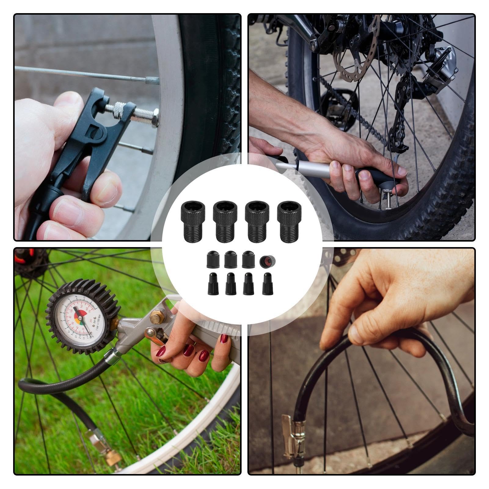 Adattatore per valvola per bicicletta - Convertitore adattatore in lega di | alluminio per compressore d'aria,Adattatore per pompa bicicletta, tappi per pneumatici per biciclette impermeabili