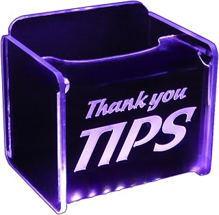 LED Glowing Tip Jar- Sprint Font Design - LED Tip Box-LED TipBox™ -Tip Jar for Musician-Tip Jar for Bartender-Tip Jar for DJ - Dual Powered: 9 Volt Battery or 12 Volt AC Adapter (Light Violet)