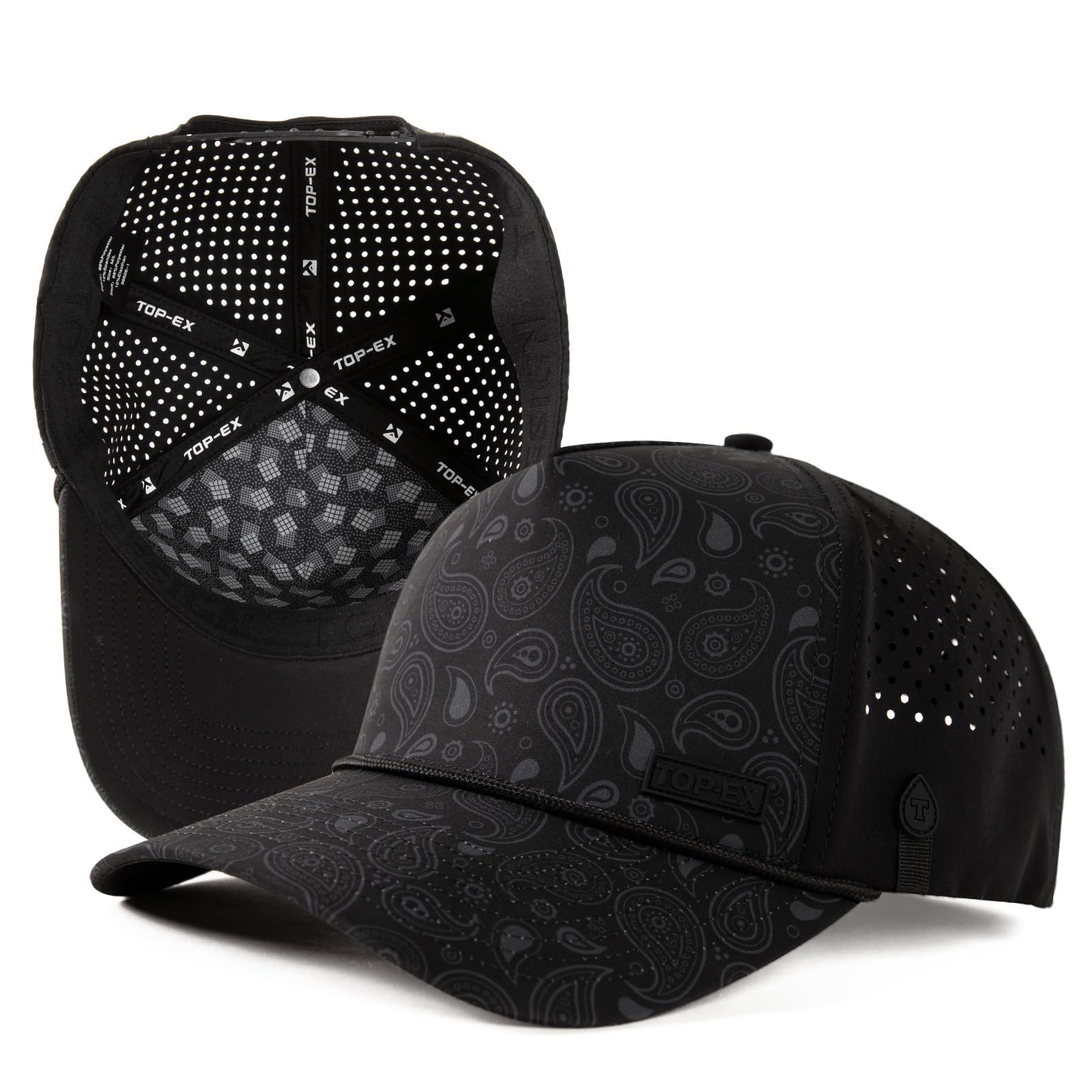 TOP-EX Gorra para hombre con correa, gorra de snapback, resistente al agua, protección UV, transpirable, gorra deportiva para verano, gorra de golf