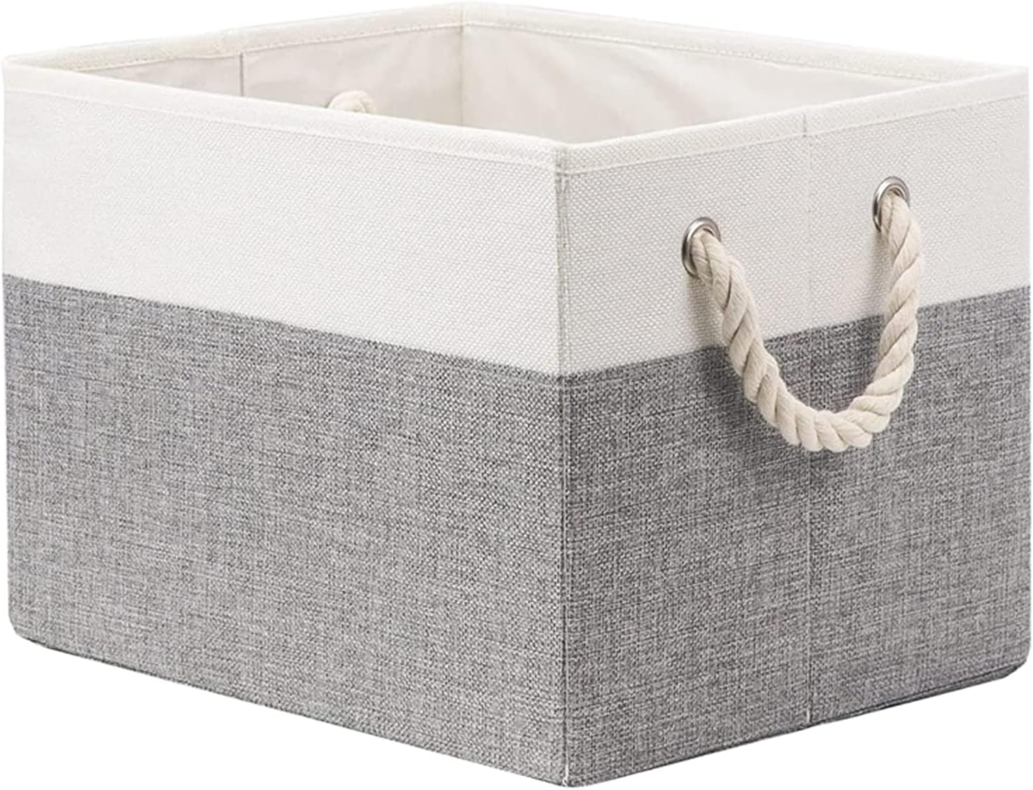 VALINK Foldable Storage Basket with Rope Handles, Bathroom Storage Organizer Basket Bin Toilet Paper Basket Storage Basket for Home Bathroom Bedroom