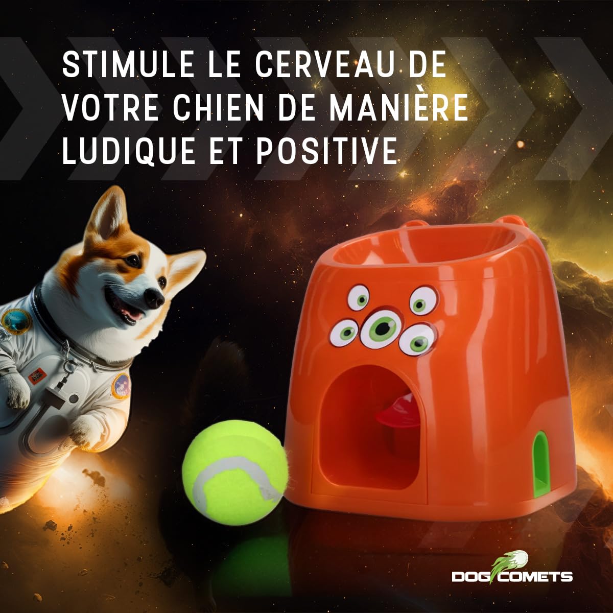 Holland Animal Care Dog Comets Fetch Snackmachine - Jouet à rapporter pour Chien - Jouet pour Chien - À remplir de friandises - Jouet Intelligent pour Chien - Orange - D1spencer Fetch and Treat