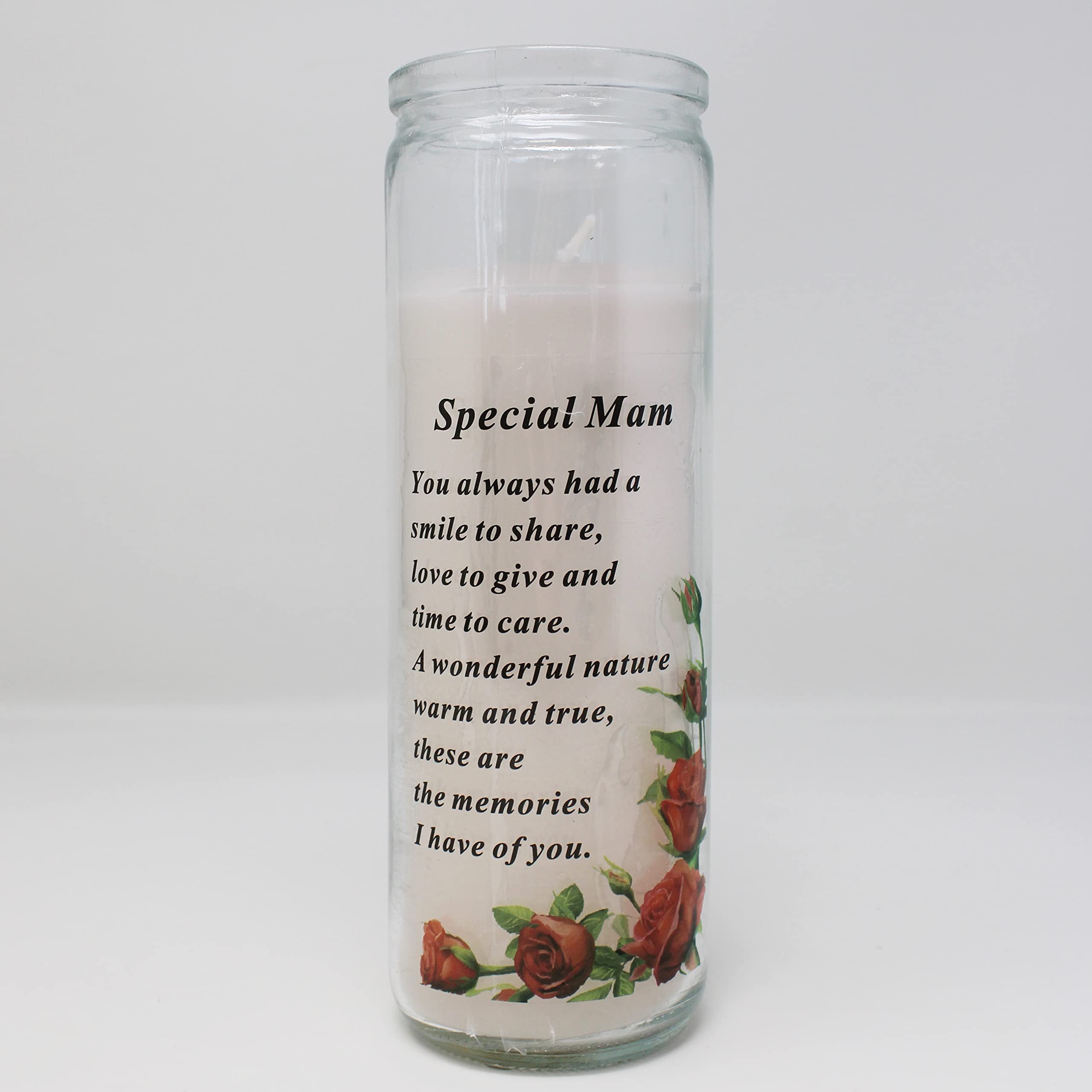 Gifts Direct 2 U White David Fischhoff Memorial Sentiment Graveside Glass Candle - Special Mam
