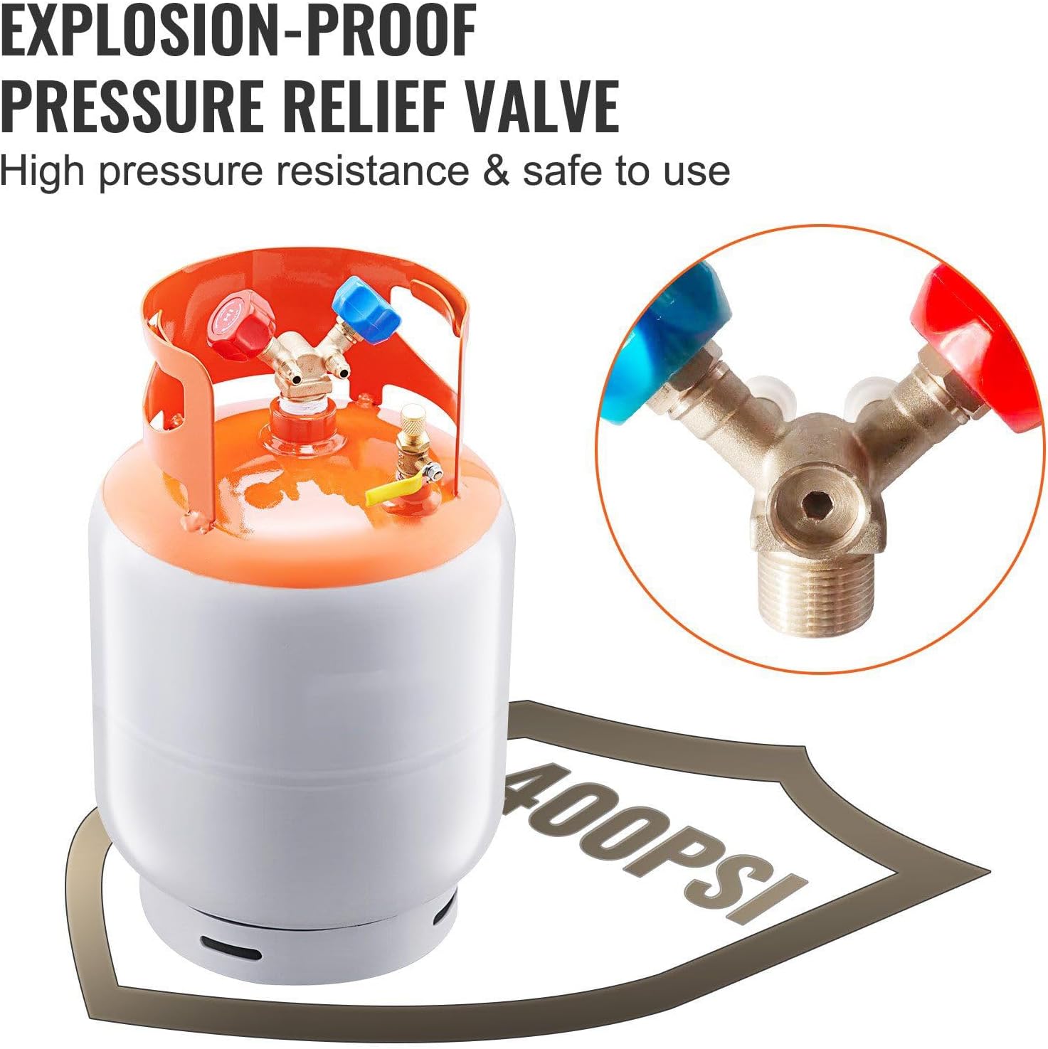 30lb Refrigerant Recovery Cylinder Tank – 400 PSI Liquid Rated Y Valve Reclaim Tank for R134a, HVAC, Car AC, Refrigerator, Leak-Free & Durable