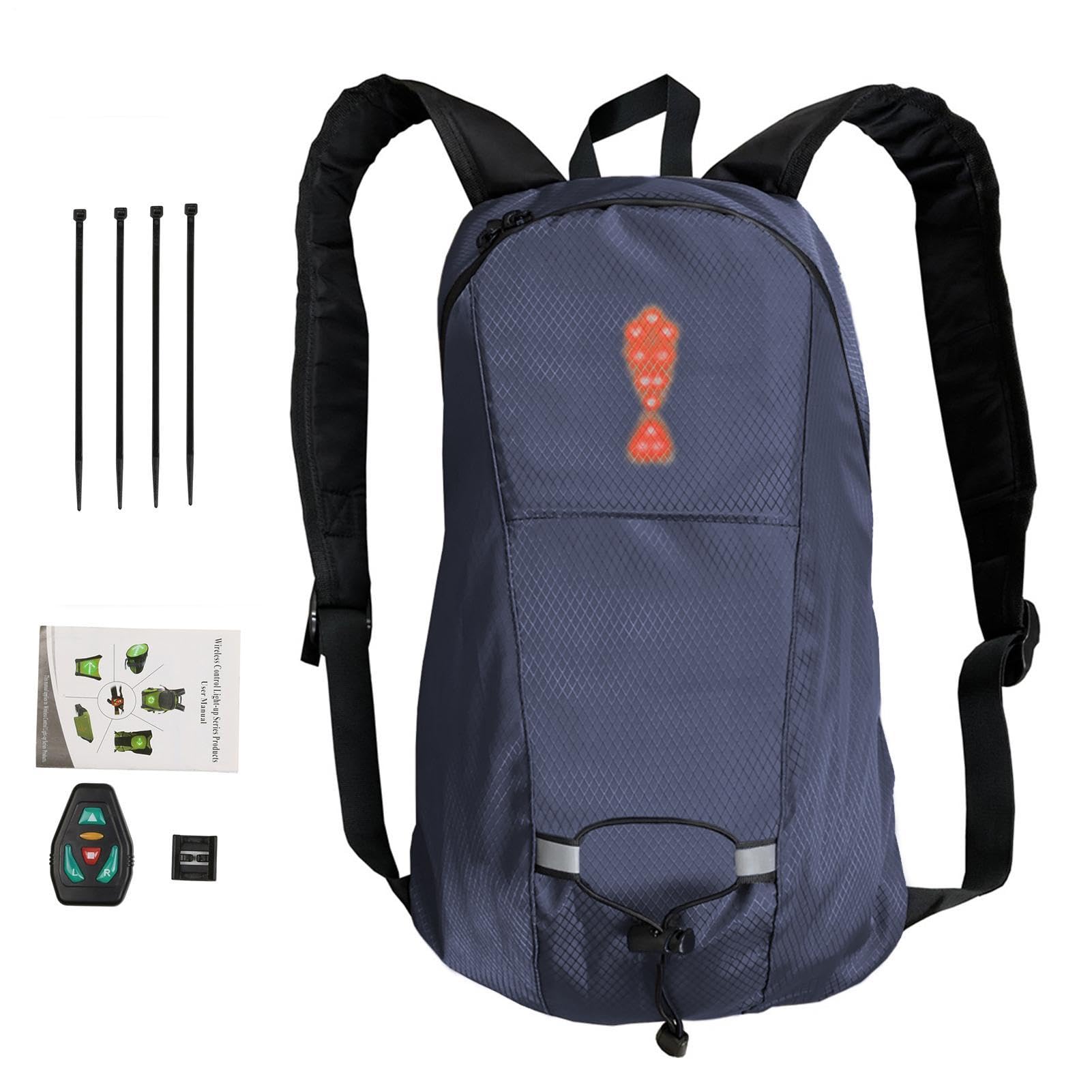 Générique Rucksack mit Warnlicht, Fahrrad-Rucksack für den Außenbereich | mit 4 LED-Blinkern – einfache Installation und wiederaufladbar über USB für sicheres Fahren in der Nacht, , Se référer au