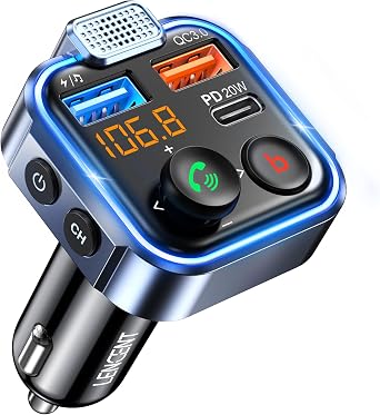 LENCENT FM Transmitter in-Car Adapter, Wireless Bluetooth 5.3 Radio Car Kit