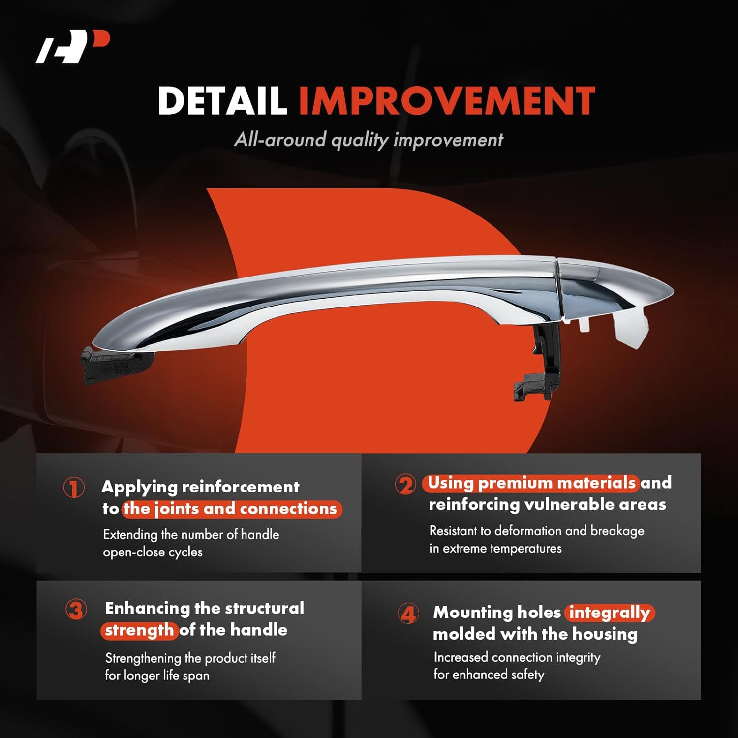 A-Premium Rear Driver or Passenger Side Exterior Door Handle Compatible with Kia Sedona 2015-2021, Chrome