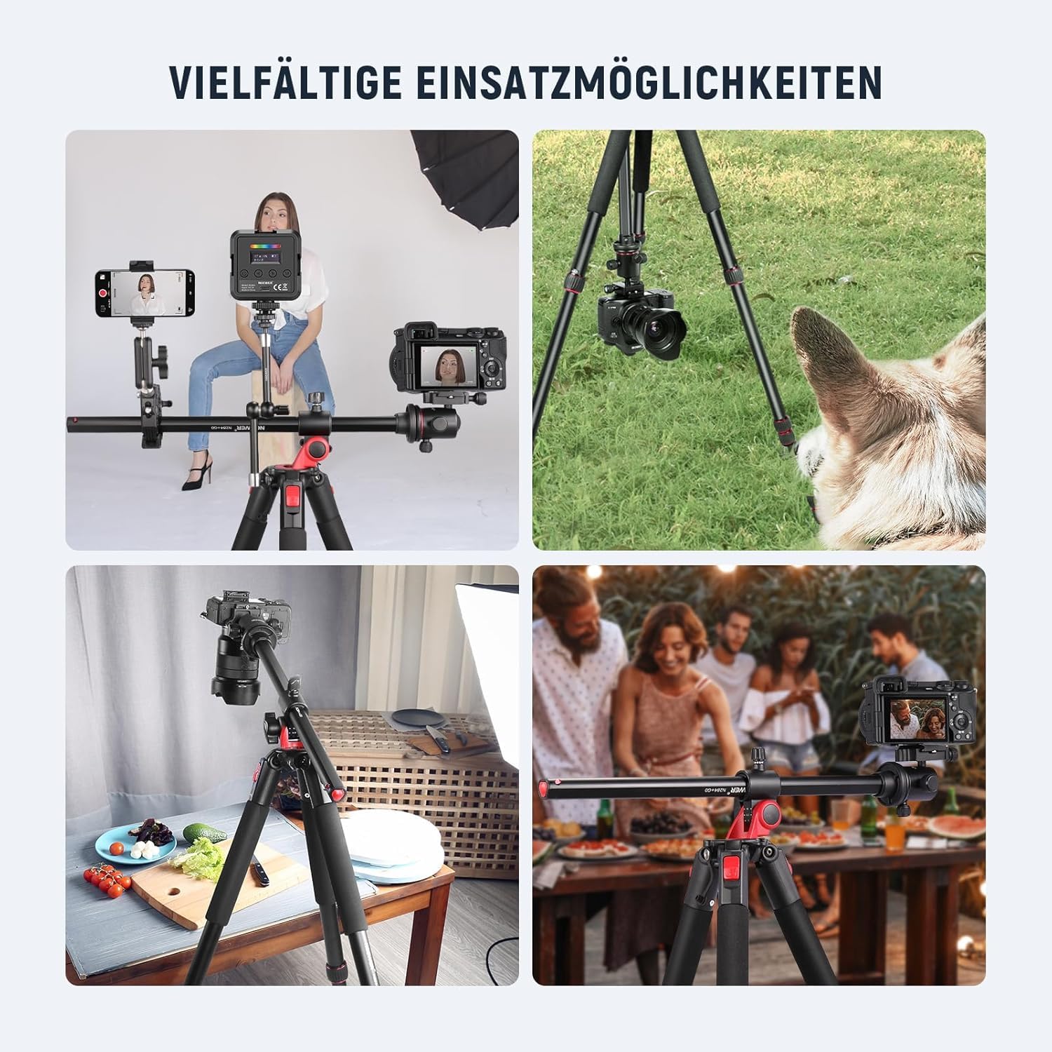 NEEWER 184cm Stativ für Kamera Einbeinstativ mit Mittelsäule Kugelkopf Aluminium Arca QR Platte Tasche 15kg