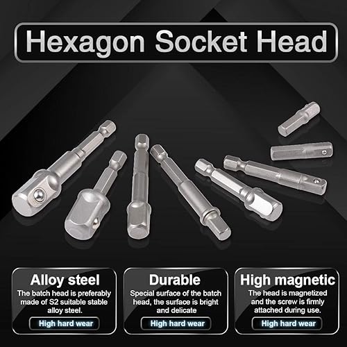 Miniatura 3 de KATUR Juego de adaptadores de enchufe, 8 taladros eléctricos de destornillador de tuerca, broca de impacto, juego de extensión de adaptador