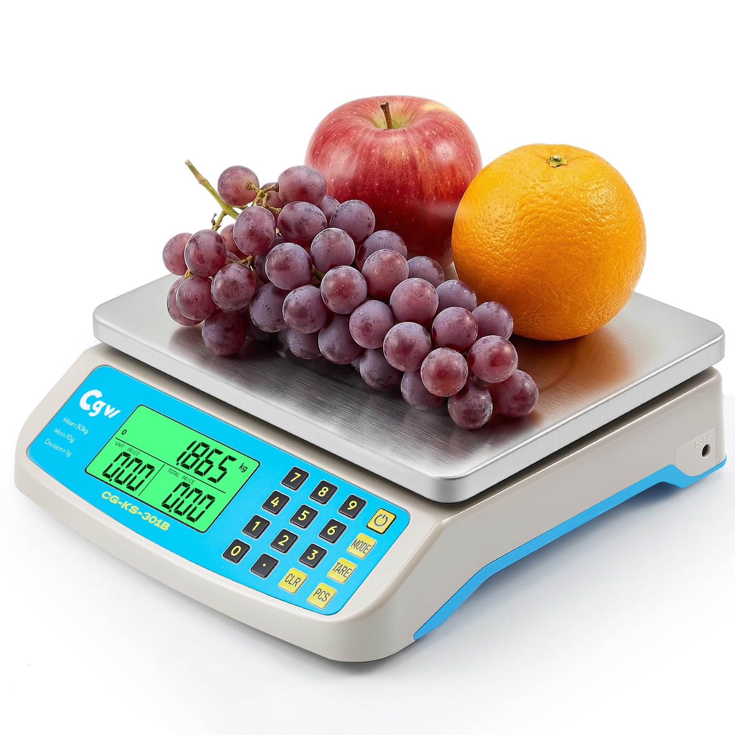 CGOLDENWALL Bilancia Cucina Digitale 30kg/1g, Bilancia Professionale con Calcolo Prezzi, Piatto Inox Grande, Display LCD, Conversione KG/LB/OZ e Doppia Alimentazione, per Ristorante, Pasticceria, Casa